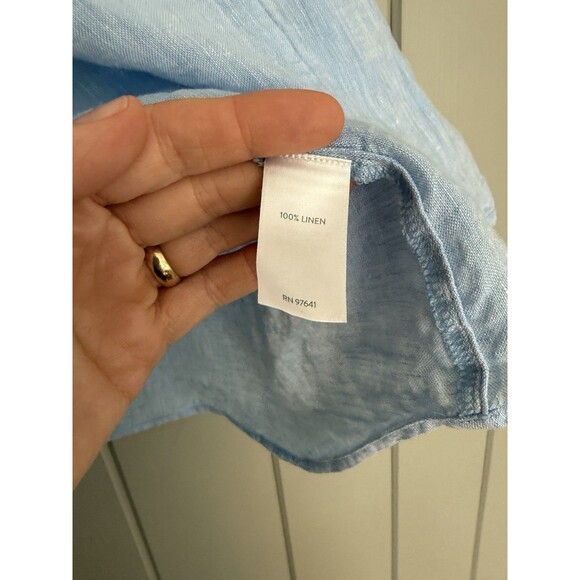 Pure J Jill Linen Tunic Top Medium Petite MP Blue Dolman Sleeves Pocket Boho - Picture 6 of 7